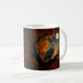 秋のフクロウと満月 コーヒーマグカップ (正面右)