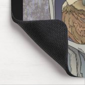 秋のフクロウと紅葉マウスパッド マウスパッド (コーナー)