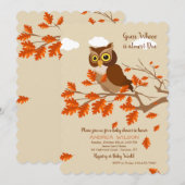 秋のフクロウの招待状 招待状 (正面/裏面)
