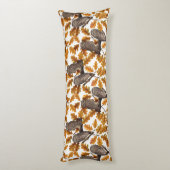 秋のフクロウの綿白 ボディピロー (裏面 (縦))