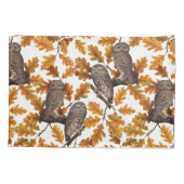 秋のフクロウの綿白 枕カバー (裏面-左)