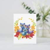 秋のフクロウ科 ポストカード (スタンド正面)