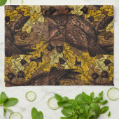 秋のフクロウ キッチンタオル (折り畳み)