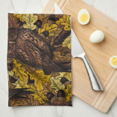 秋のフクロウ キッチンタオル (四つ折り)