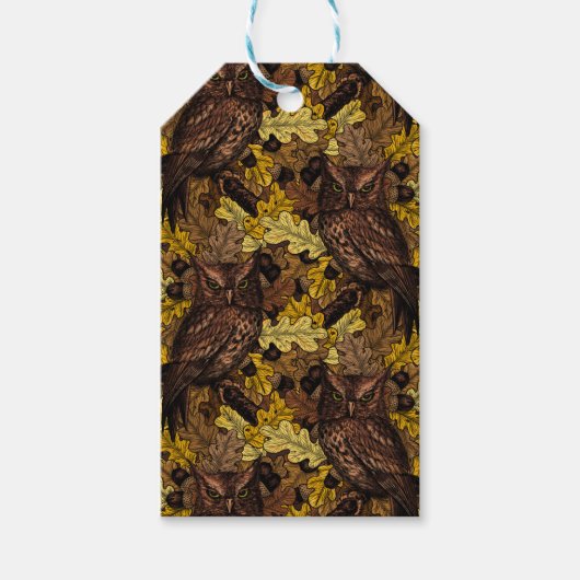秋のフクロウ ギフトタグ (正面)