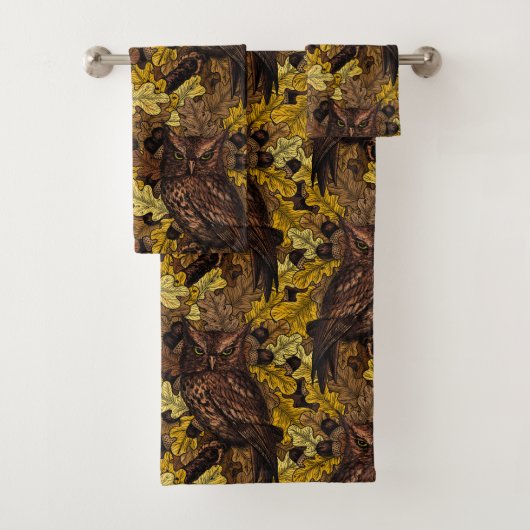 秋のフクロウ バスタオルセット (インサイチュ)