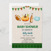 秋のフットボールおむつシャワー招待状 招待状 (正面/裏面)