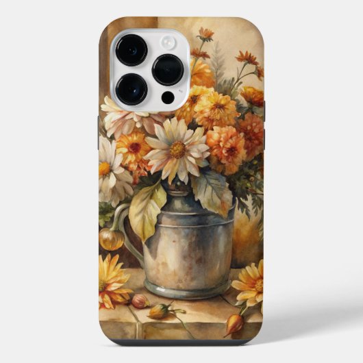 秋のフラワーバケツ iPhoneケース (裏面)