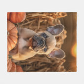 秋のフランス語 フリースブランケット (正面(横))