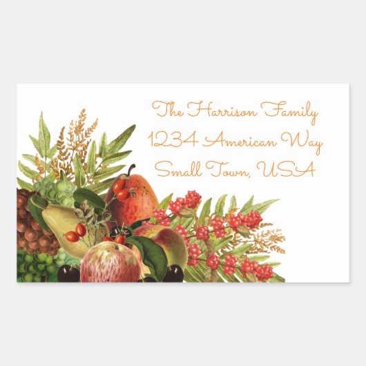 秋のフルーツのラベル 長方形シール (正面)