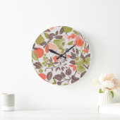 秋のフルーツ飾りタイルデザイン。 ラージ壁時計 (ホーム)