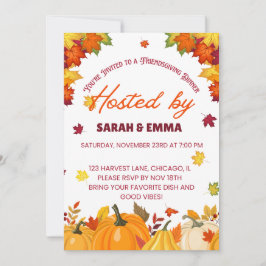 秋のフレンドスキービングのディナー デザイン 招待状