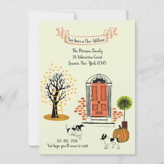 秋のフロントドア引越しのお知らせ 招待状 (正面)