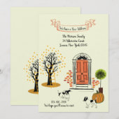 秋のフロントドア引越しのお知らせ 招待状 (正面/裏面)