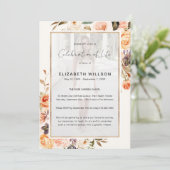 秋のフローラお祝いの生活葬儀写真 招待状 (スタンド正面)