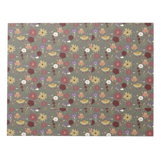 秋のフローラが緑の背景を受け入れ ノートパッド (正面)