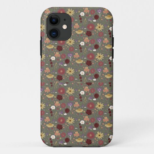 秋のフローラが緑の背景を受け入れ Case-Mate iPhoneケース (裏面)