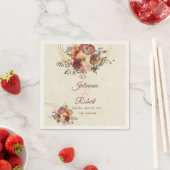 秋のフローラと金ゴールド結婚の スタンダードカクテルナプキン (インサイチュ)