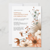 秋のフローラの葉のバーチャル感謝祭ディナー 招待状 (正面)