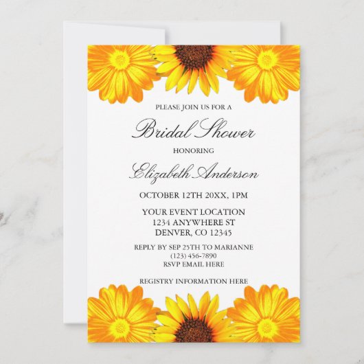 秋のフローラひまわりブライダルシャワー 招待状 (正面)
