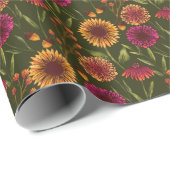 秋のフローラひまわり林オンダークグリーン ラッピングペーパー (ロールコーナー)