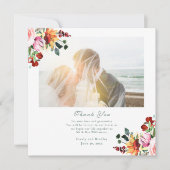 秋のフローラひまわり結婚のサンキューカード 招待状 (正面)