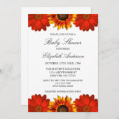 秋のフローラひまわり赤ちゃんシャワー 招待状 (正面/裏面)