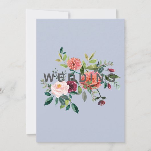 秋のフローラほこりっぽいブルー秋インラブ結婚ズ 招待状 (裏面)