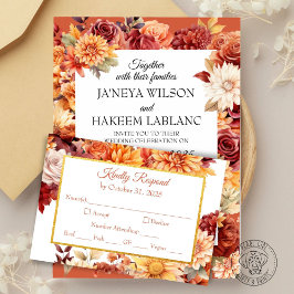 秋のフローラウェディングRSVPカード 出欠カード