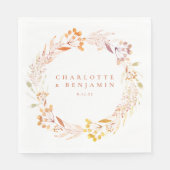 秋のフローラウォーターカラーリースボホ名前をカスタムする スタンダードランチョンナプキン (正面)