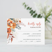 秋のフローラエレガントな結婚式の白 出欠カード (スタンド正面)