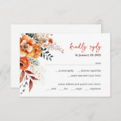 秋のフローラエレガントな結婚式の白 出欠カード (正面/裏面)