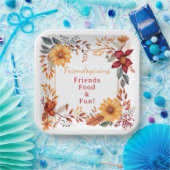 秋のフローラエレガントフレームで親しみやすいディナー ペーパープレート (パーティー)