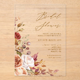 秋のフローラエレガントブライダルシャワー招待 アクリル招待状