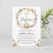 秋のフローラエレガントリースカボチャ秋バプテスマ 招待状 (スタンド正面)