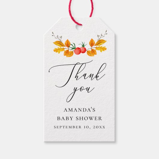 秋のフローラエレガント秋の赤ん感謝していだけ ギフトタグ (正面)