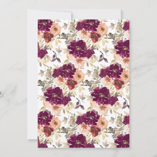 秋のフローラカボチャの水の色感謝祭 招待状 (裏面)