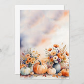 秋のフローラカボチャの背景 招待状 (正面/裏面)