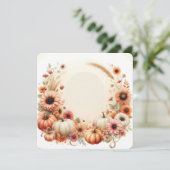 秋のフローラカボチャの背景 招待状 (スタンド正面)