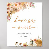 秋のフローラカボチャブライダルシャワーラブズスウィート ポスター (正面)