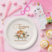 秋のフローラカボチャ感謝祭ディナー ペーパープレート (パーティー)