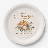 秋のフローラカボチャ感謝祭ディナー ペーパープレート (正面)