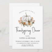 秋のフローラカボチャ感謝祭ディナー 招待状 (正面/裏面)