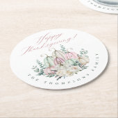 秋のフローラカボチャ感謝祭 ラウンドペーパーコースター (アングル)