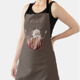 秋のフローラカボチャ茶色、テラコッタ、プラム エプロン