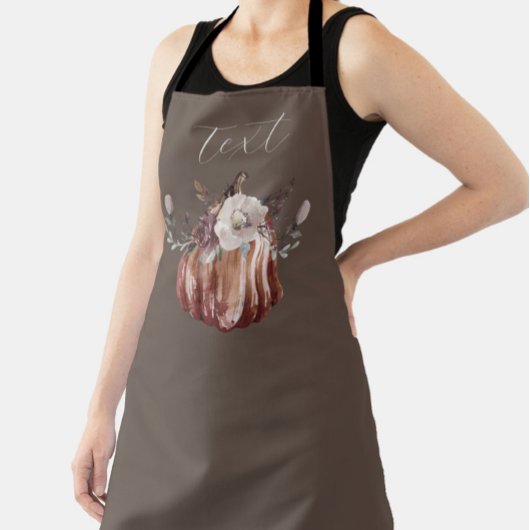 秋のフローラカボチャ茶色、テラコッタ、プラム エプロン