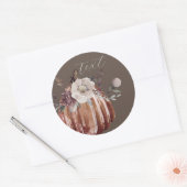 秋のフローラカボチャ茶色、テラコッタ、プラム ラウンドシール (封筒)