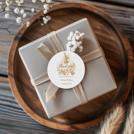 秋のフローラカボチャ赤ちゃんシャワーありがとう ラウンドシール