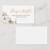 秋のフローラカボチャ赤ちゃんシャワーおむつラッフル エンクロージャーカード (正面/裏面)