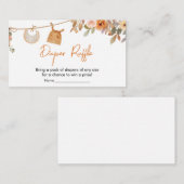 秋のフローラカボチャ赤ちゃんシャワーおむつラッフル エンクロージャーカード (正面/裏面)